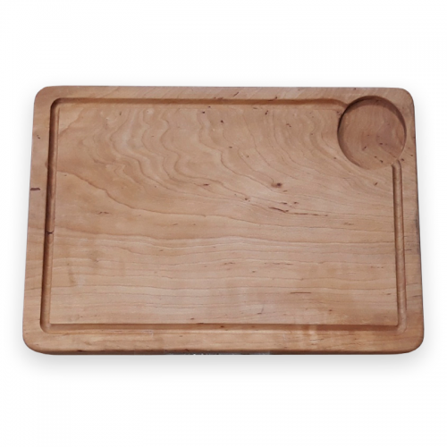 купить Wooden plank 340 * 215 * 30 mm rectangular for feeding with gutter and recess for hands, alder